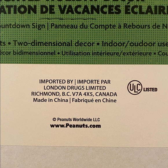 Peanuts Santa Lighted Countdown Sign with Snoopy - Picture 5 of 7